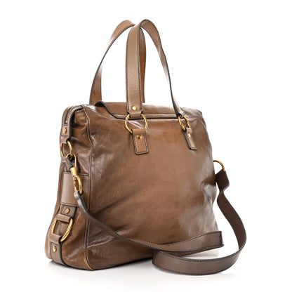 Saint Laurent Glazed Goatskin Muse Messenger Brown 3 of 18