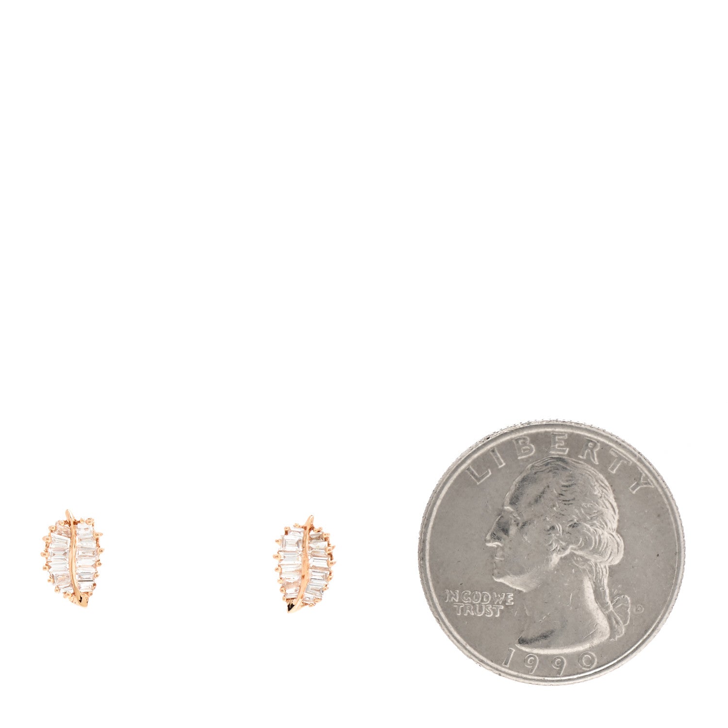 Anita Ko 18K Rose Gold Diamond Small Palm Leaf Earrings 2 of 5
