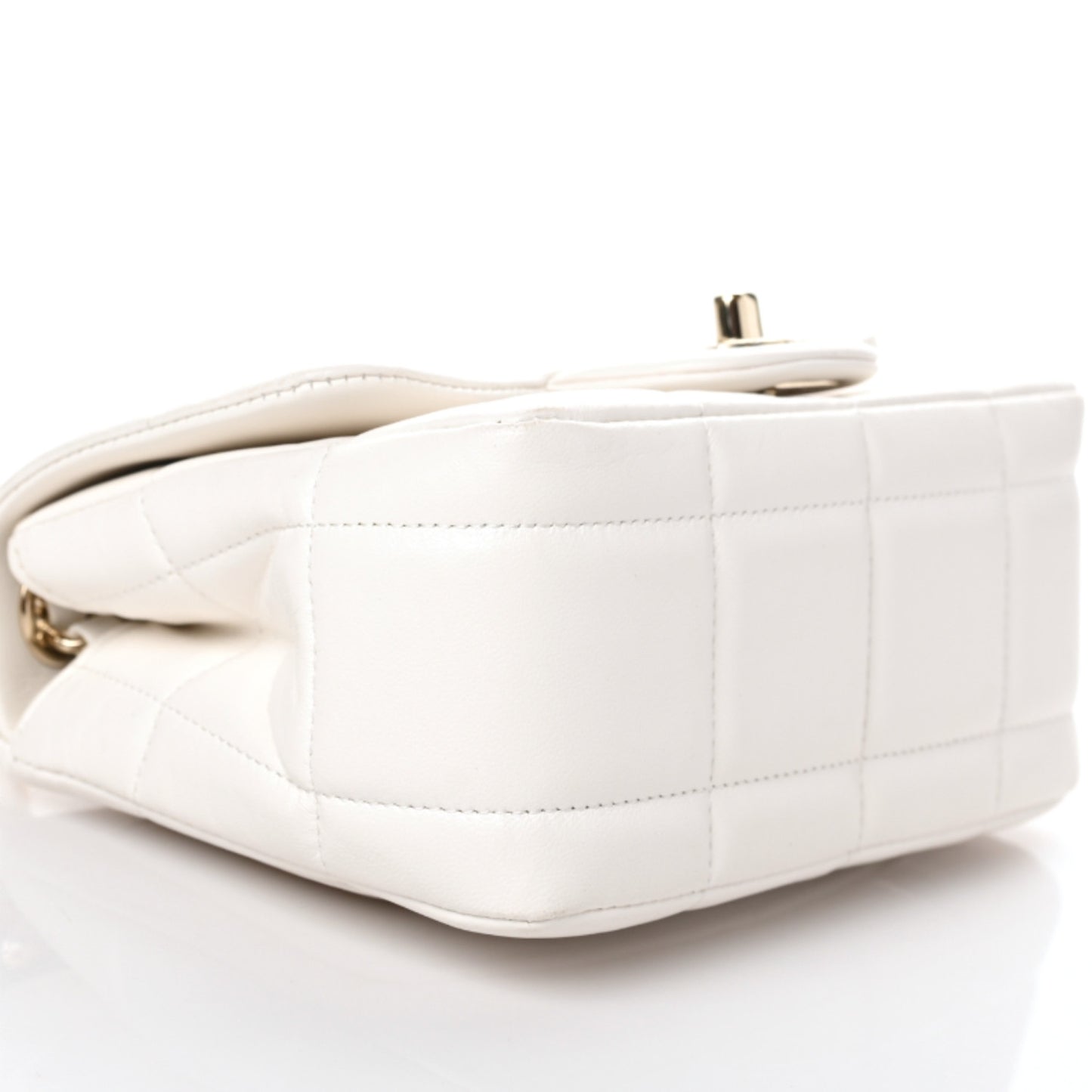 Lambskin Resin Crystal Square Quilted Monacoco Mini Square Flap White