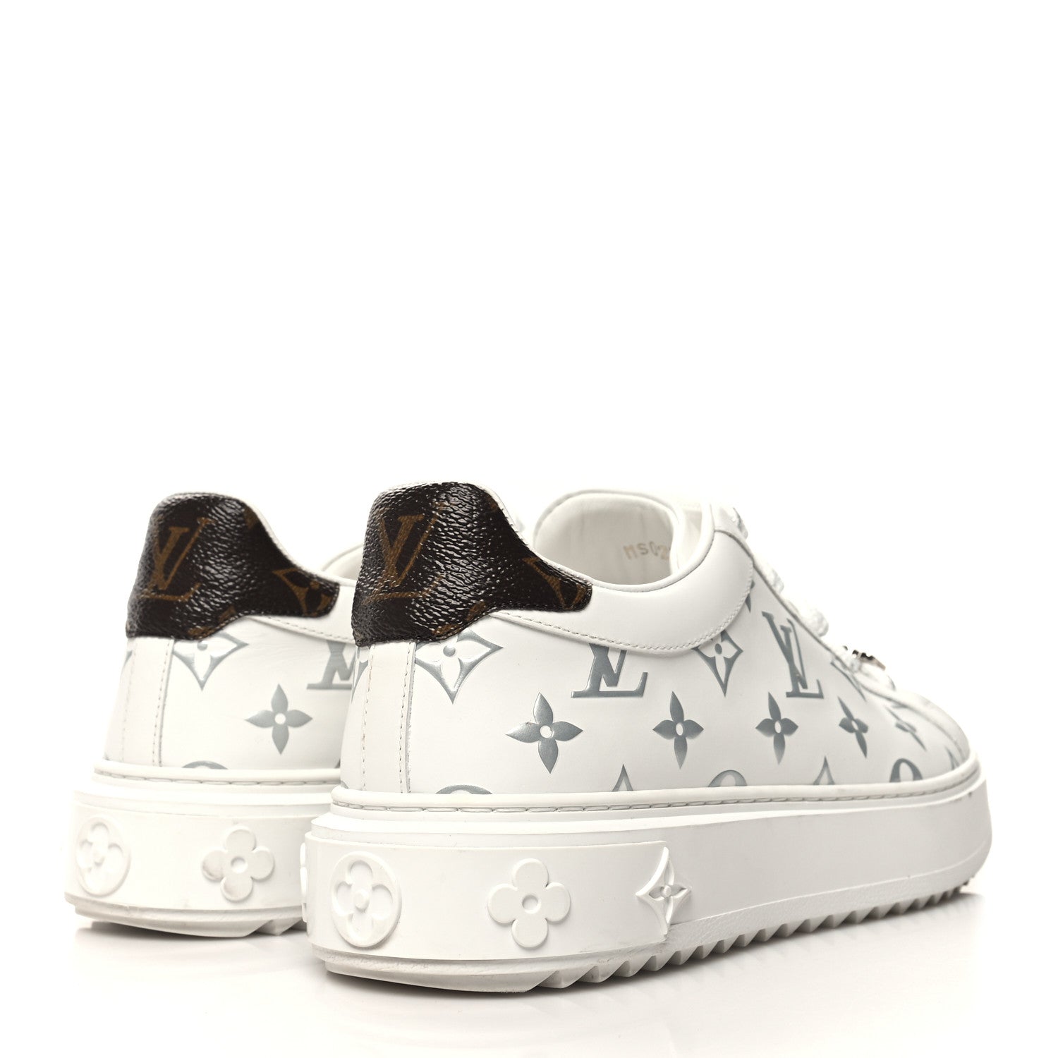 Louis Vuitton Calfskin Monogram Debossed Time Out Sneakers 40 White Silver 4 of 9