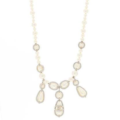 Chanel Pearl Cluster CC Necklace Silver 1 of 4