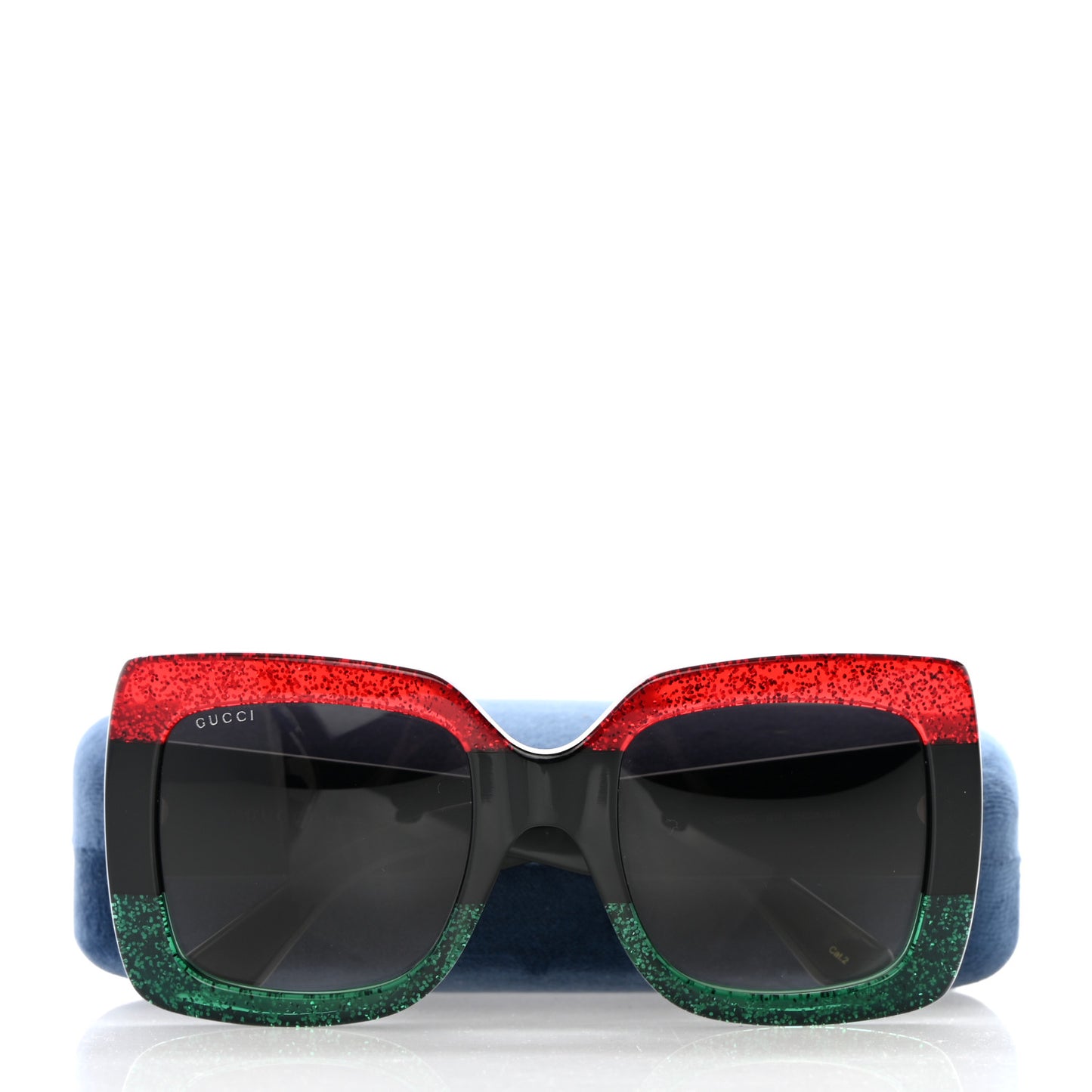 Acetate Square Frame Sunglasses GG0083S Glitter Red Black Green