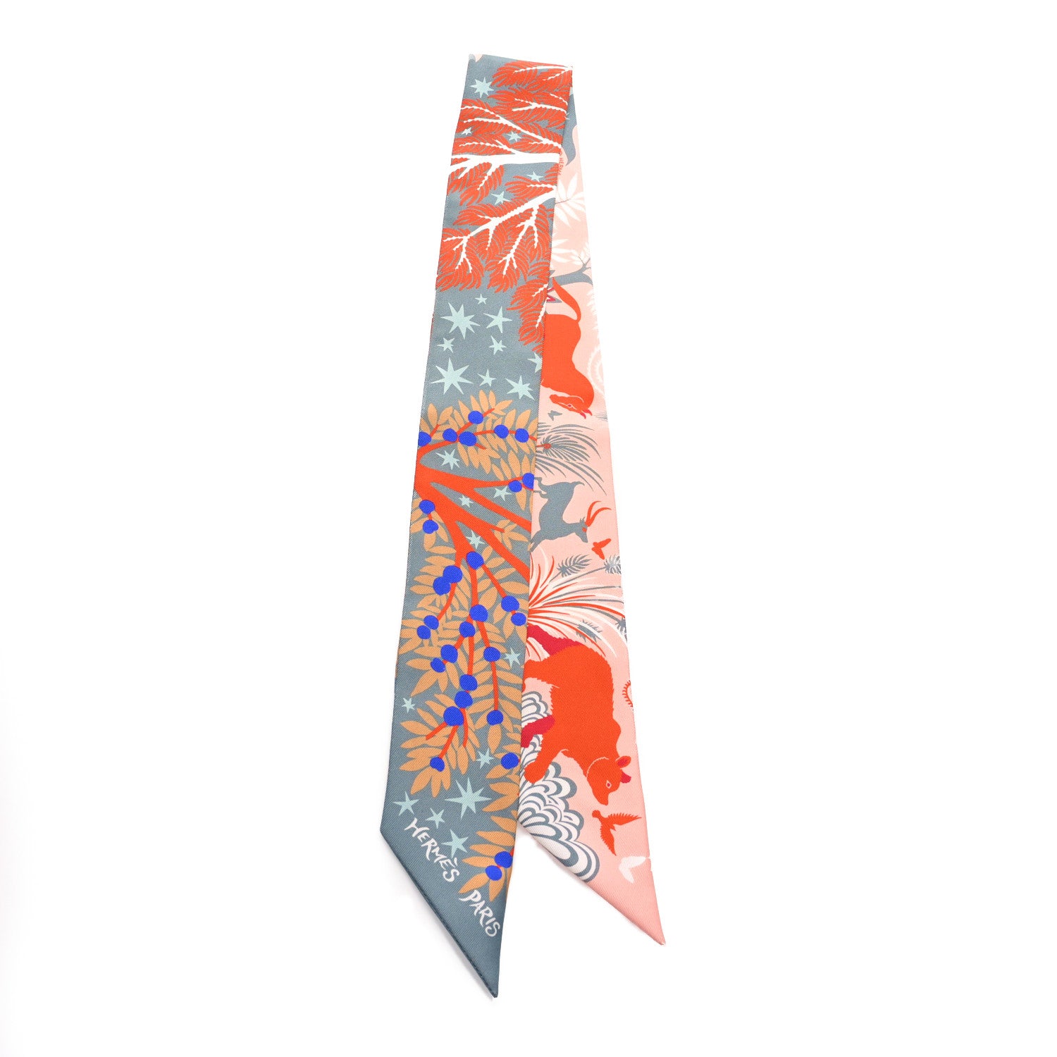 Hermes Silk Le Charme D Orphee Twilly Gris Acier Rose Poudre 2 of 4