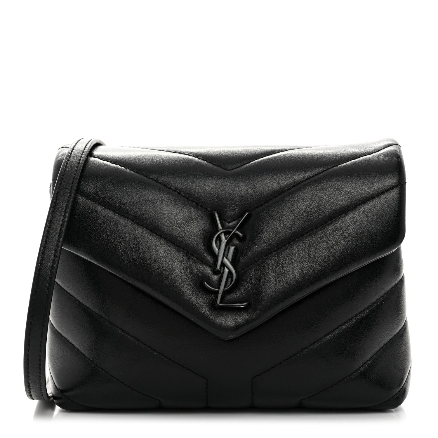 Saint Laurent Calfskin Y Quilted Monogram Toy Loulou Crossbody Bag Black 1 of 11