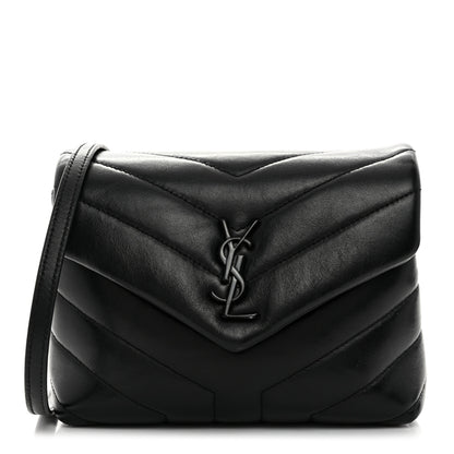 Saint Laurent Calfskin Y Quilted Monogram Toy Loulou Crossbody Bag Black 1 of 11