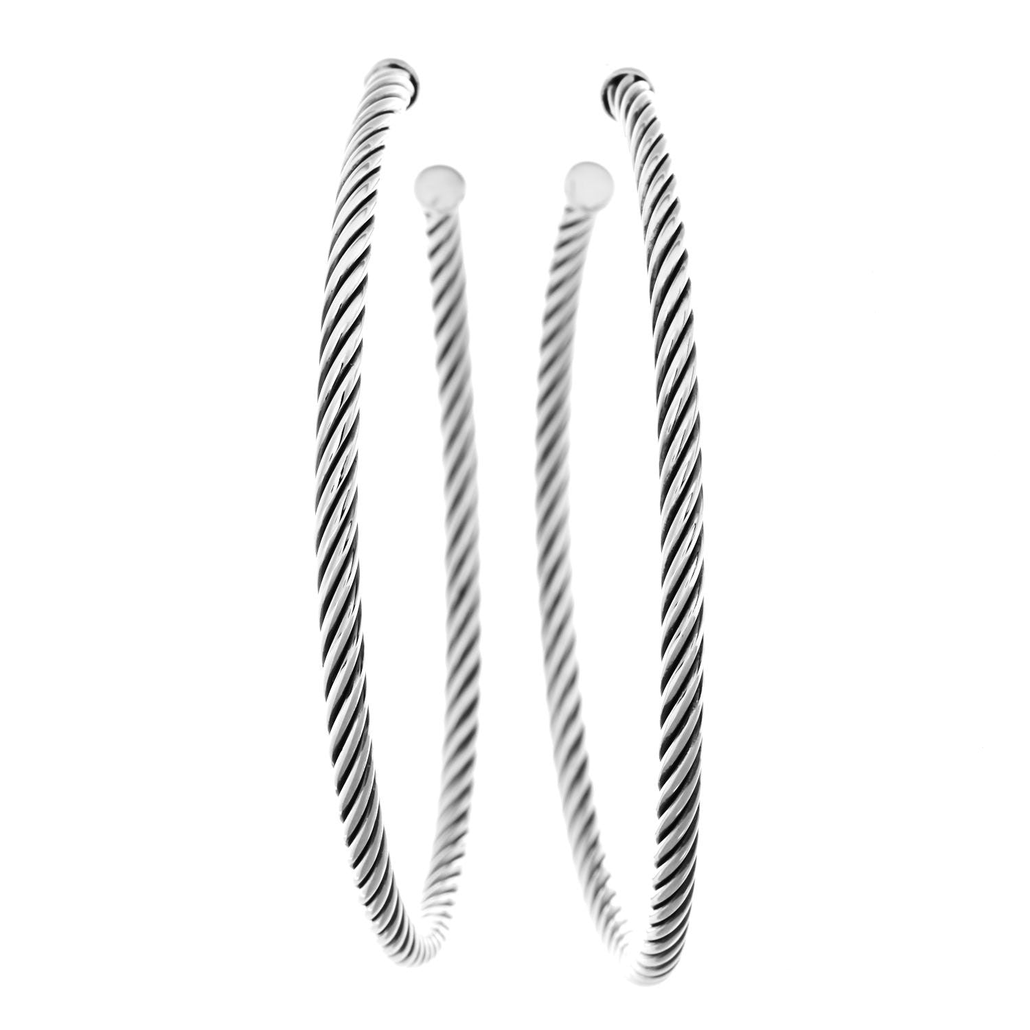 David Yurman Sterling Silver Extra Large Cable Classics Hoop Earrings 1 of 4