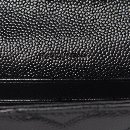Saint Laurent Grain De Poudre Matelasse Chevron Small Monogram Envelope Wallet Black 6 of 7