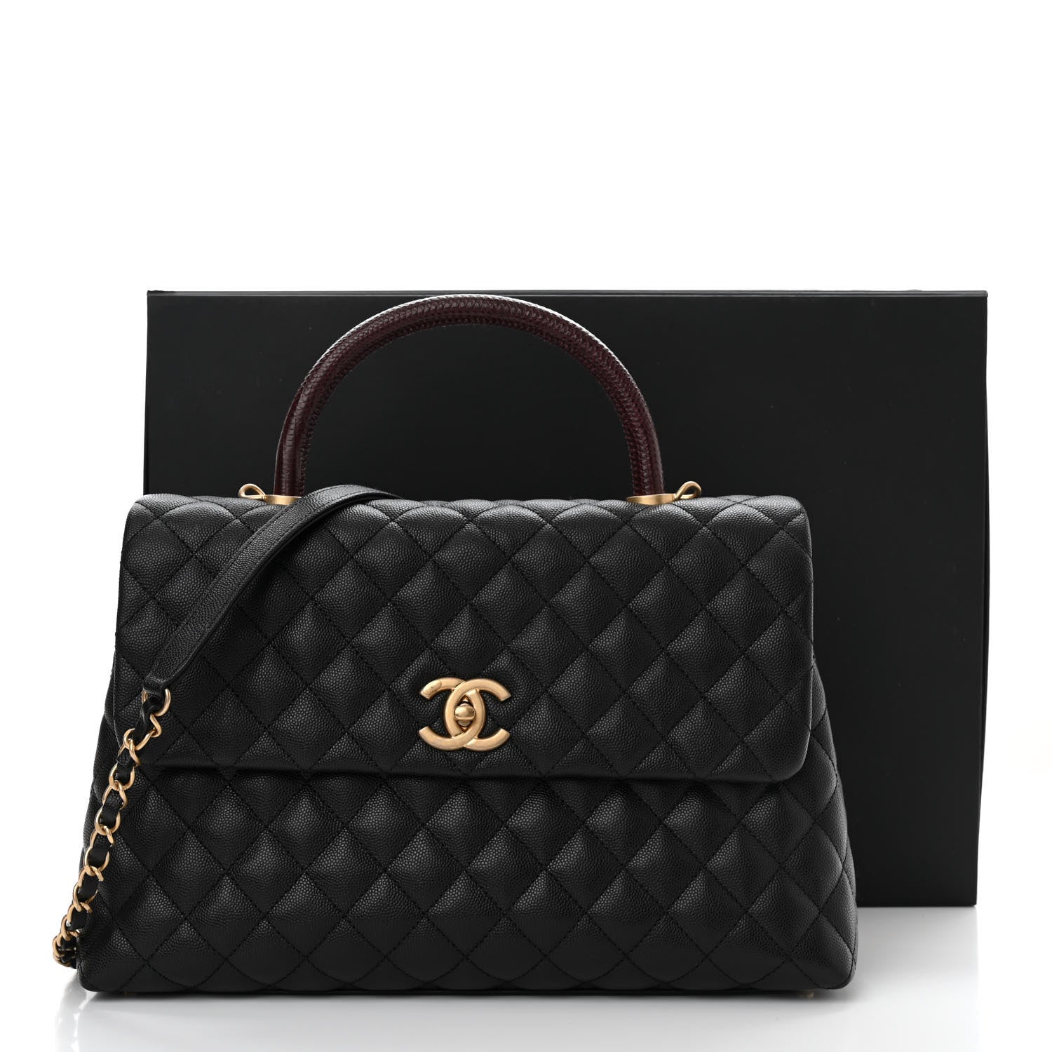 Chanel Caviar Lizard Quilted Medium Coco Handle Flap Black 10 of 10