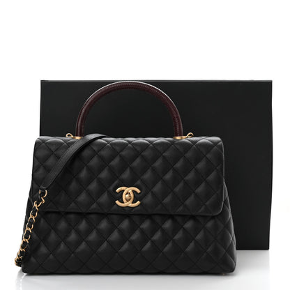 Chanel Caviar Lizard Quilted Medium Coco Handle Flap Black 10 of 10