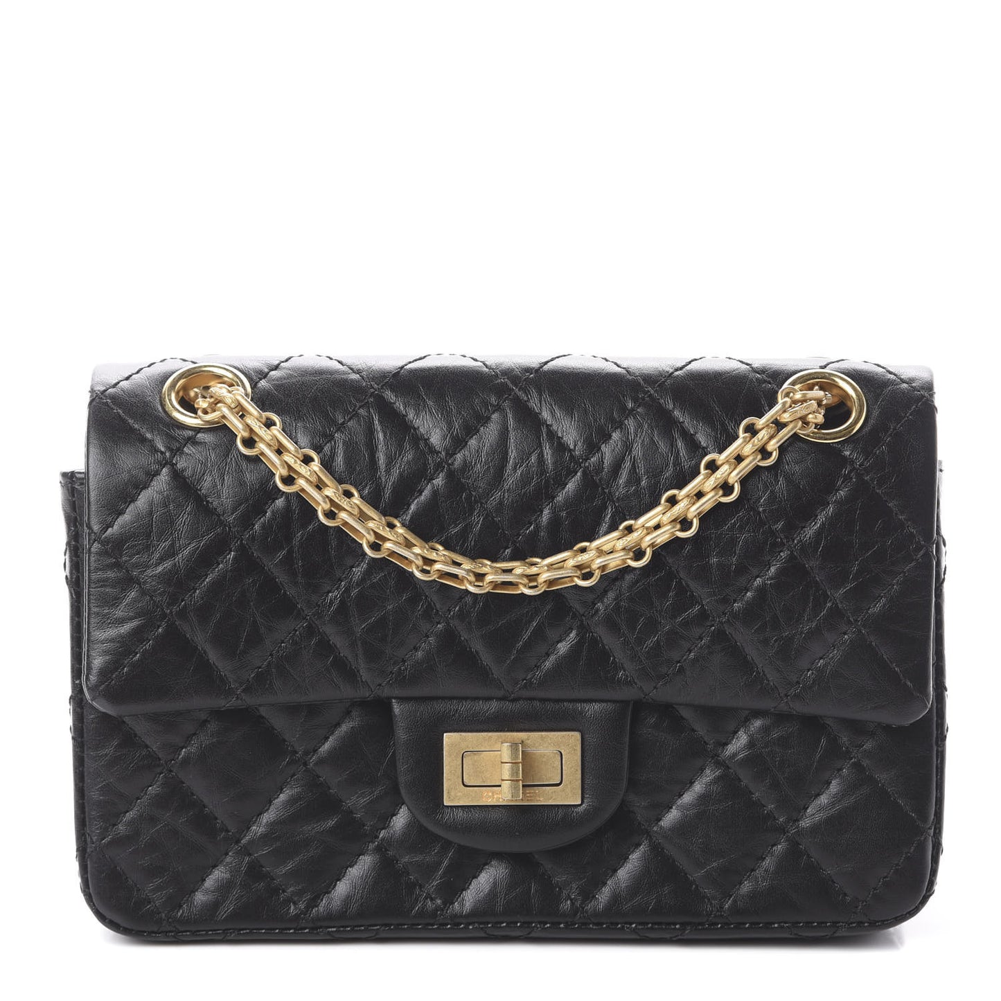 Aged Calfskin Quilted 2.55 Reissue Mini Flap Black