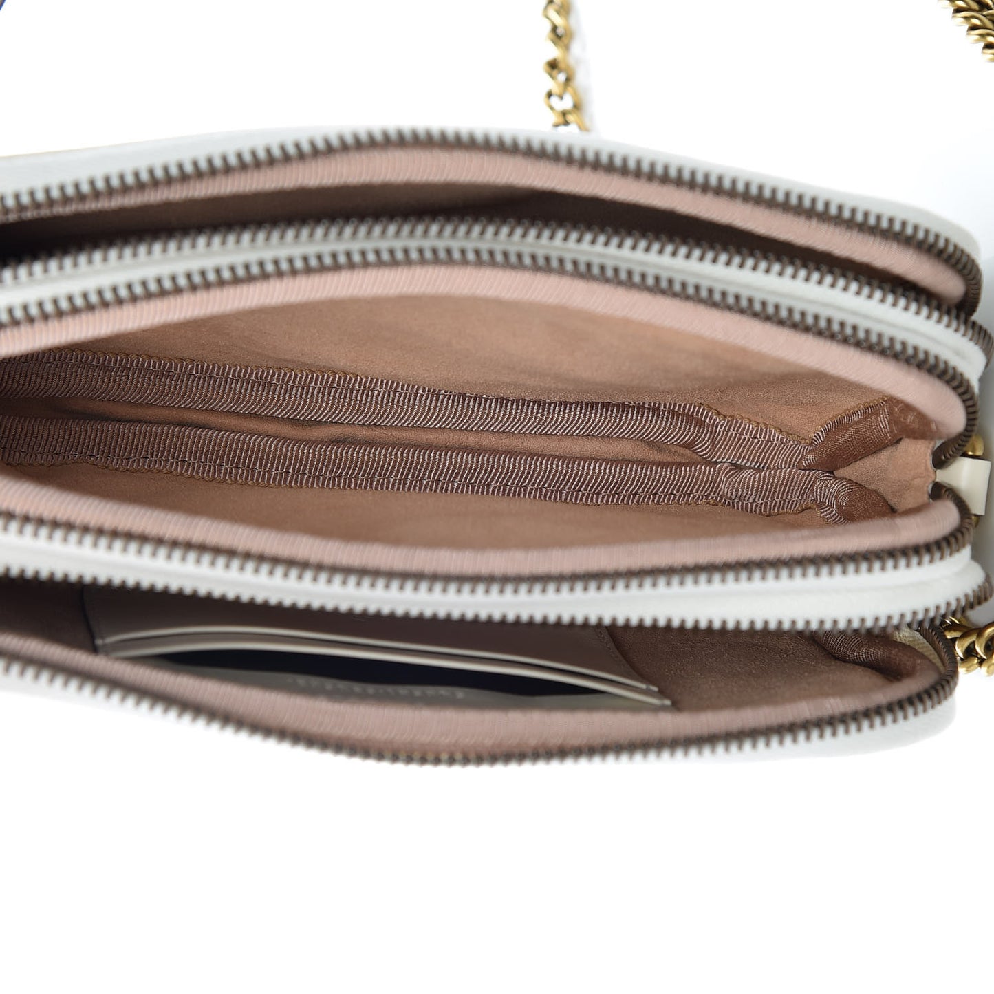 Calfskin Matelasse Mini GG Marmont Chain Crossbody Bag Mystic White