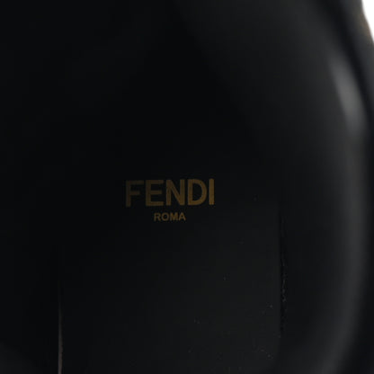 Fendi Vitello Fabric Jacquard FF Fendigraphy 50mm Biker Boots 35.5 Black Tobacco 8 of 10
