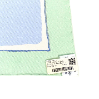Hermes Silk Libre Comme Pegase Scarf 90 Vert D'eau Bleu Ciel Rose Nacre 3 of 4