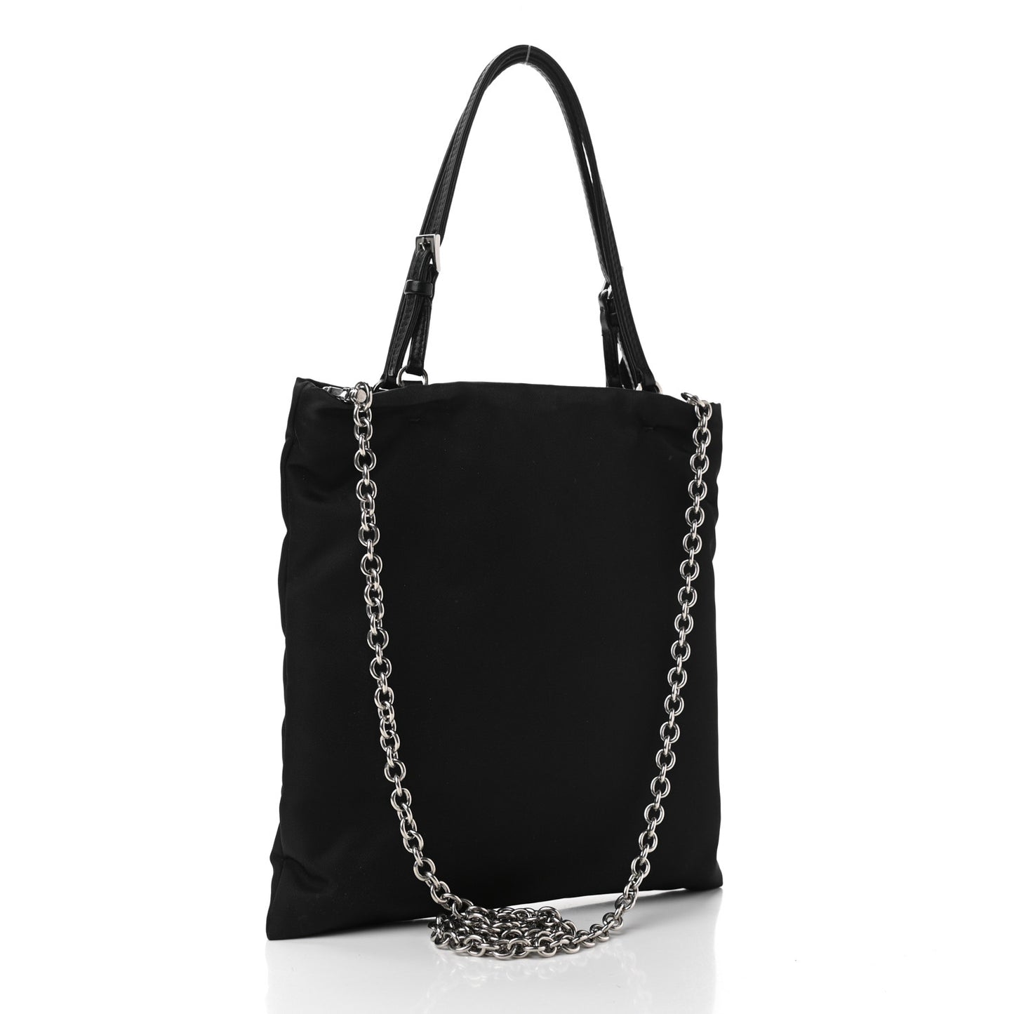 Tessuto Nylon Chain Shopping Tote Black