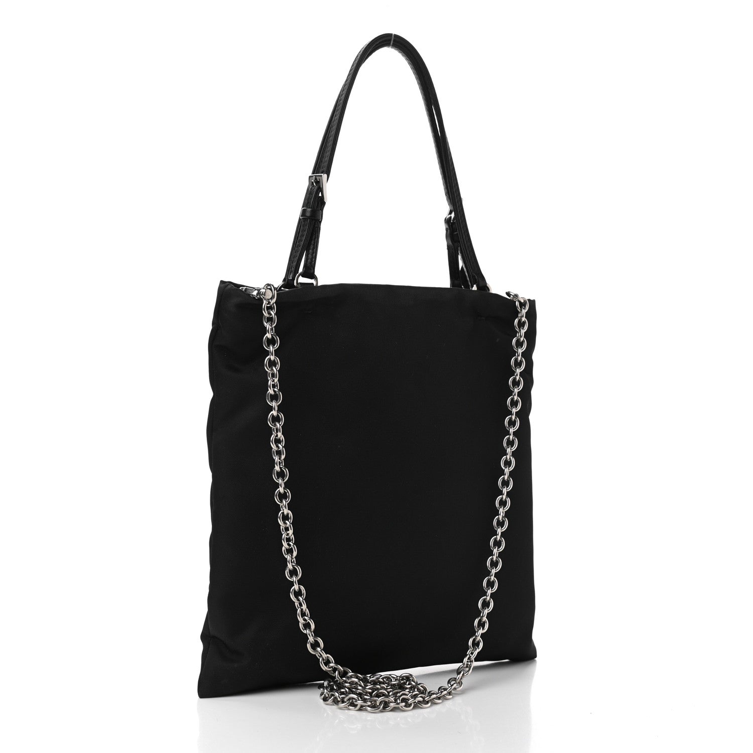Prada Tessuto Nylon Chain Shopping Tote Black 3 of 10