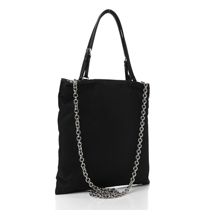 Prada Tessuto Nylon Chain Shopping Tote Black 3 of 10