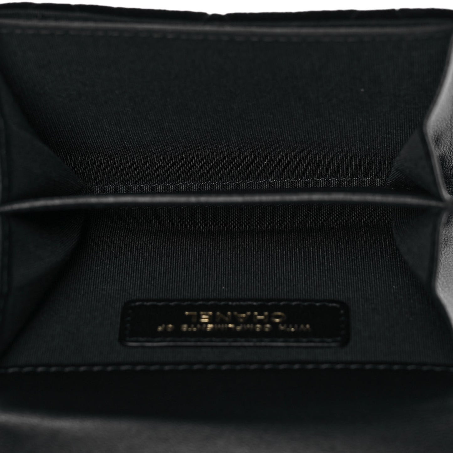 Velvet Quilted Flap Card Holder Black