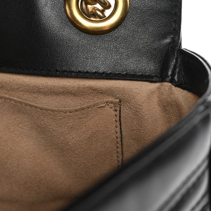 Gucci Calfskin Matelasse Mini GG Marmont Shoulder Bag Black 13 of 15
