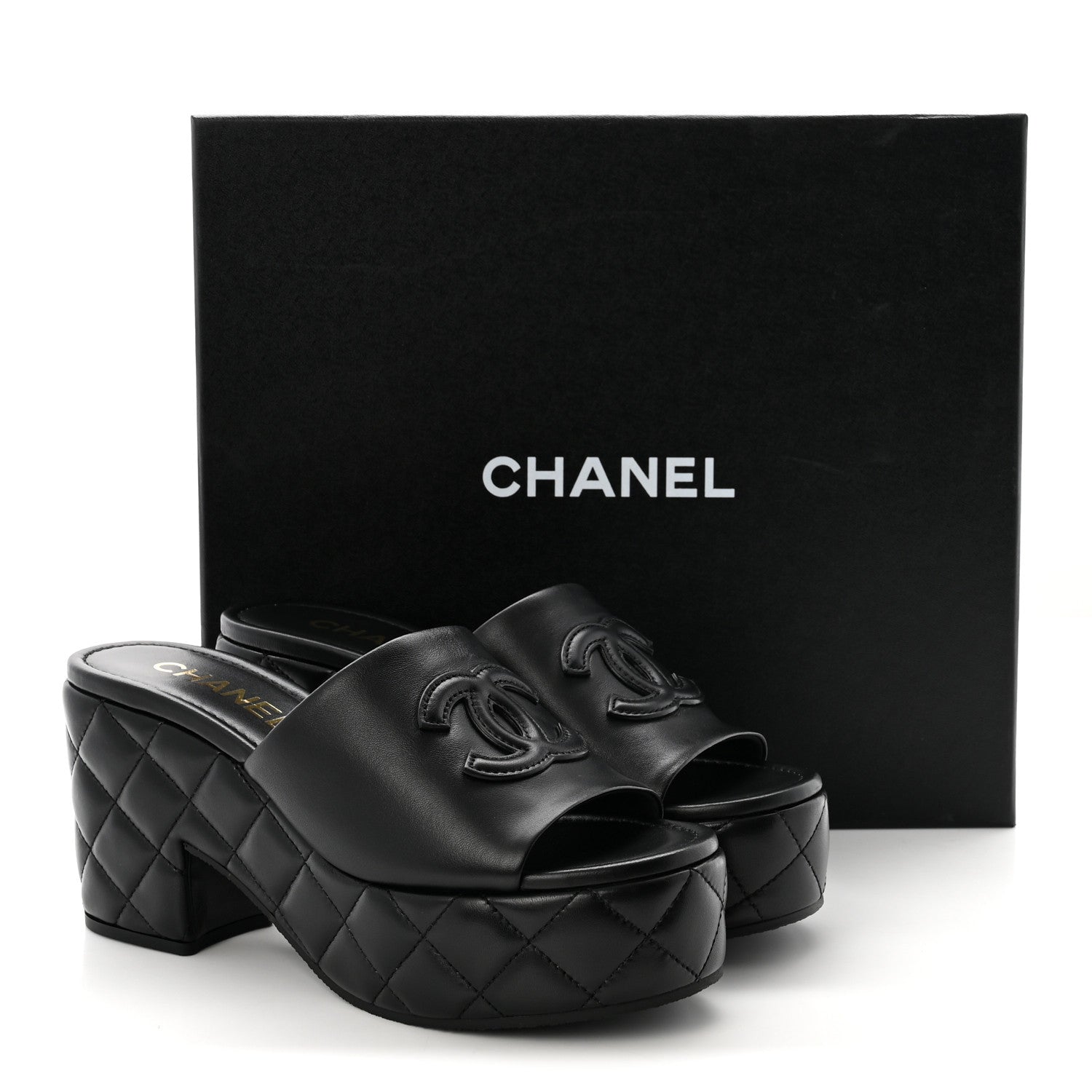 Chanel Lambskin Quilted CC Platform Mules 40 Black 10 of 10