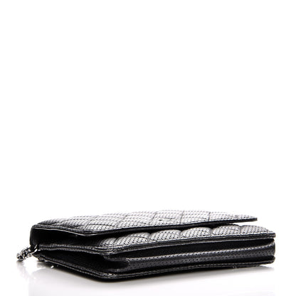 Chanel Metallic Perforated Lambskin Quilted Wallet On Chain WOC Black 4 of 10