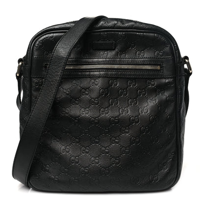 Gucci Guccissima Flat Messenger Bag Black 1 of 13