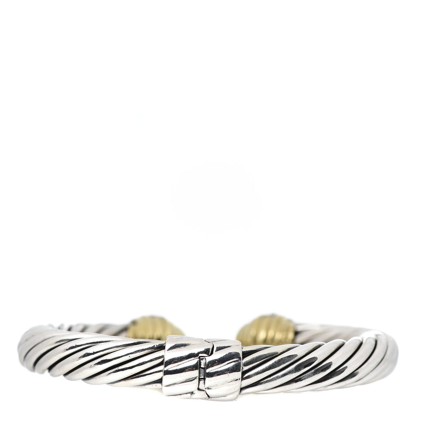 Sterling Silver 18K Yellow Gold Diamond 10mm Cable Classics Dome Bracelet