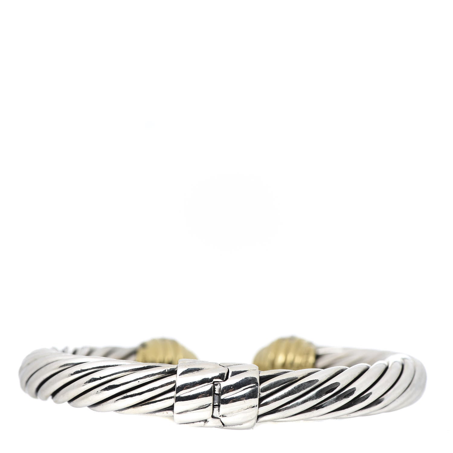 David Yurman Sterling Silver 18K Yellow Gold Diamond 10mm Cable Classics Dome Bracelet 3 of 7
