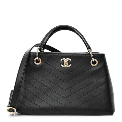 Chanel Calfskin Stitched Large Chevron Chic Shopping Bag Black 1 of 12