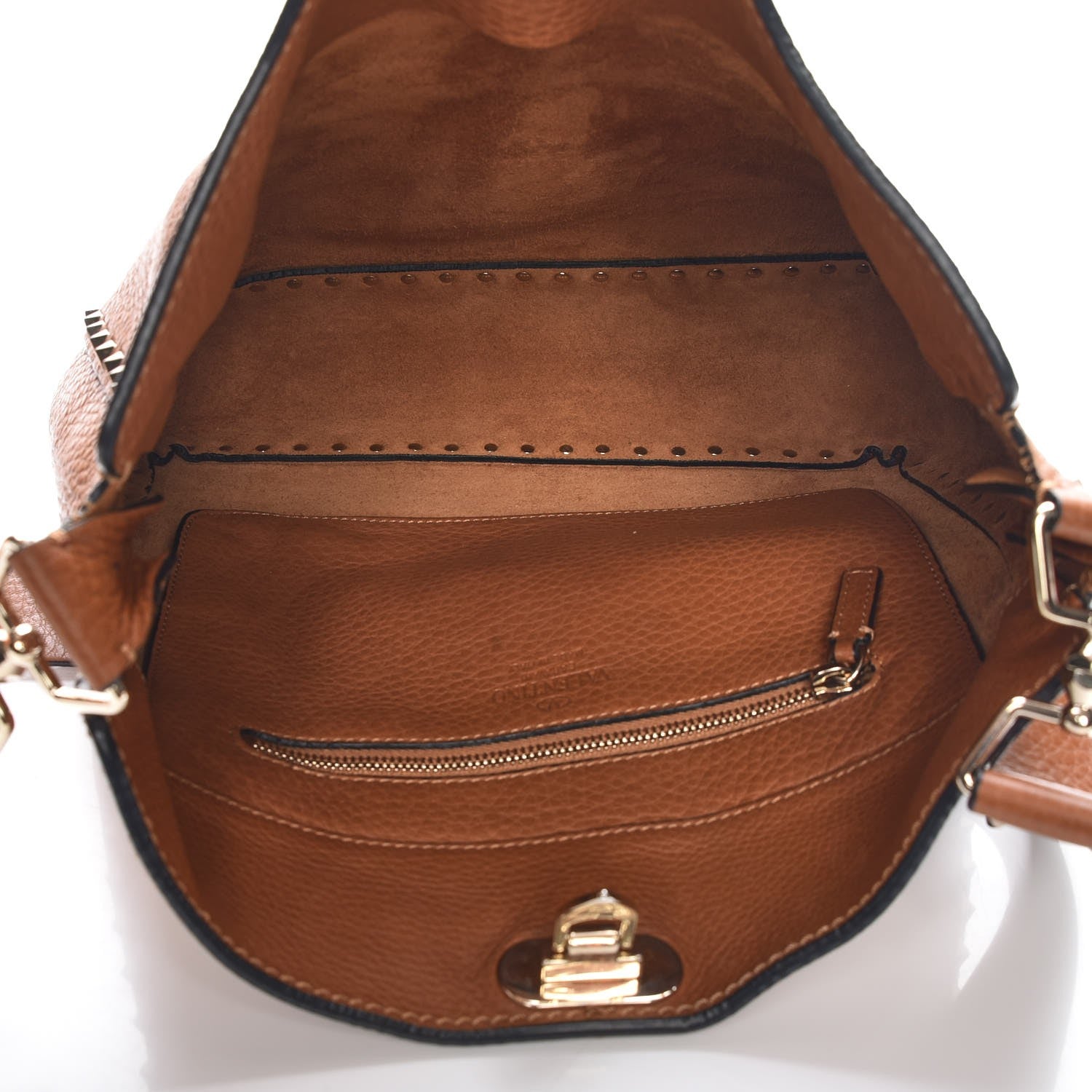 Valentino Garavani Pebbled Calfskin Large Rockstud Flip-Lock Messenger Bag Light Cuir 7 of 11