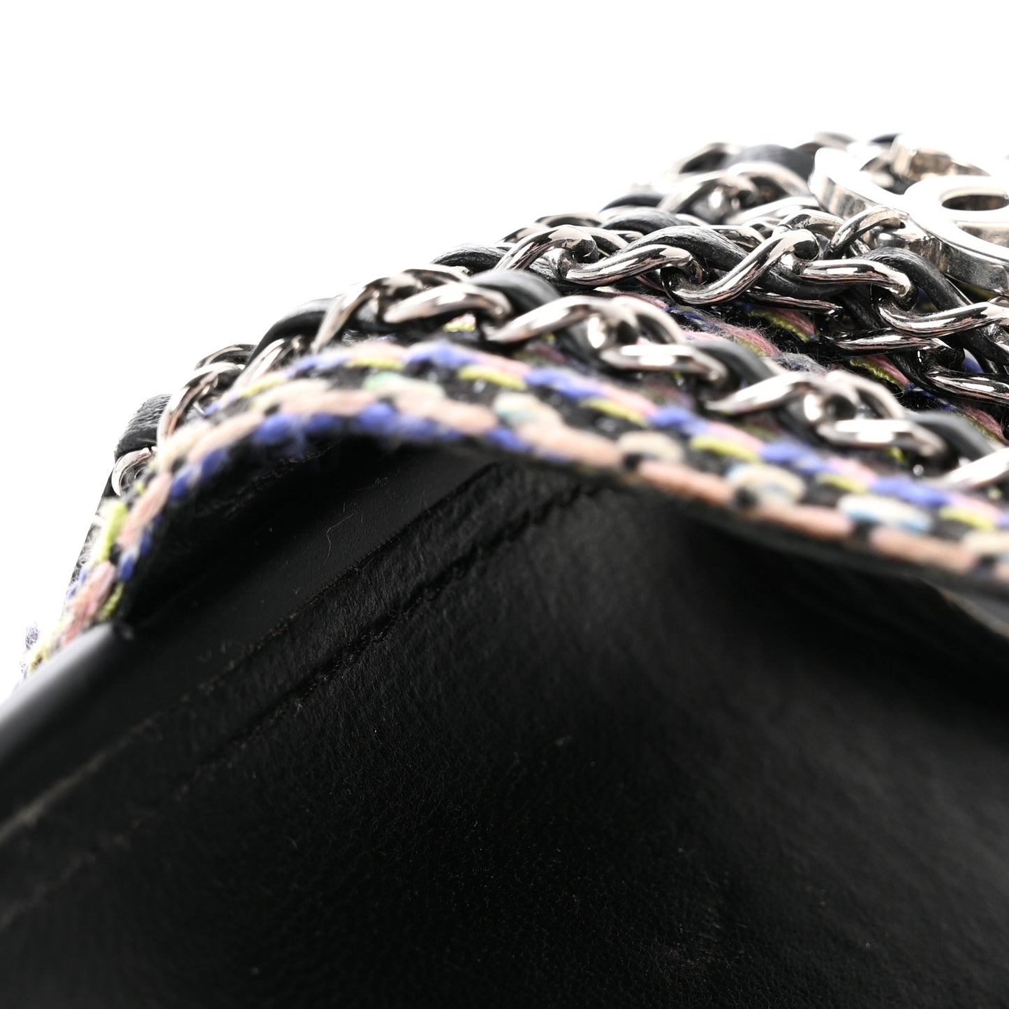 Satin Canvas Chain Slides Sandals Flats 37.5 Marine