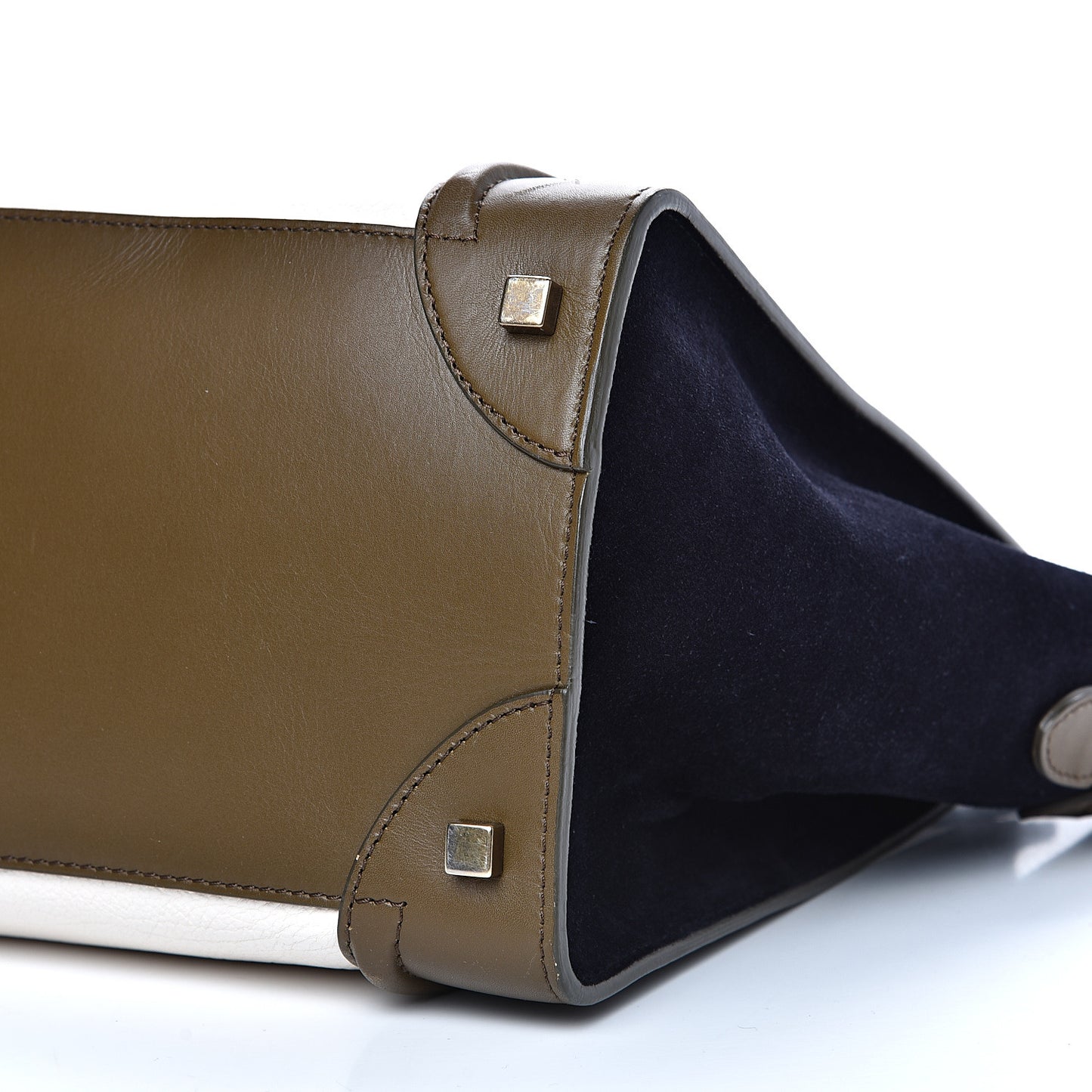 Textured Calfskin Suede Tri-color Mini Luggage Cream