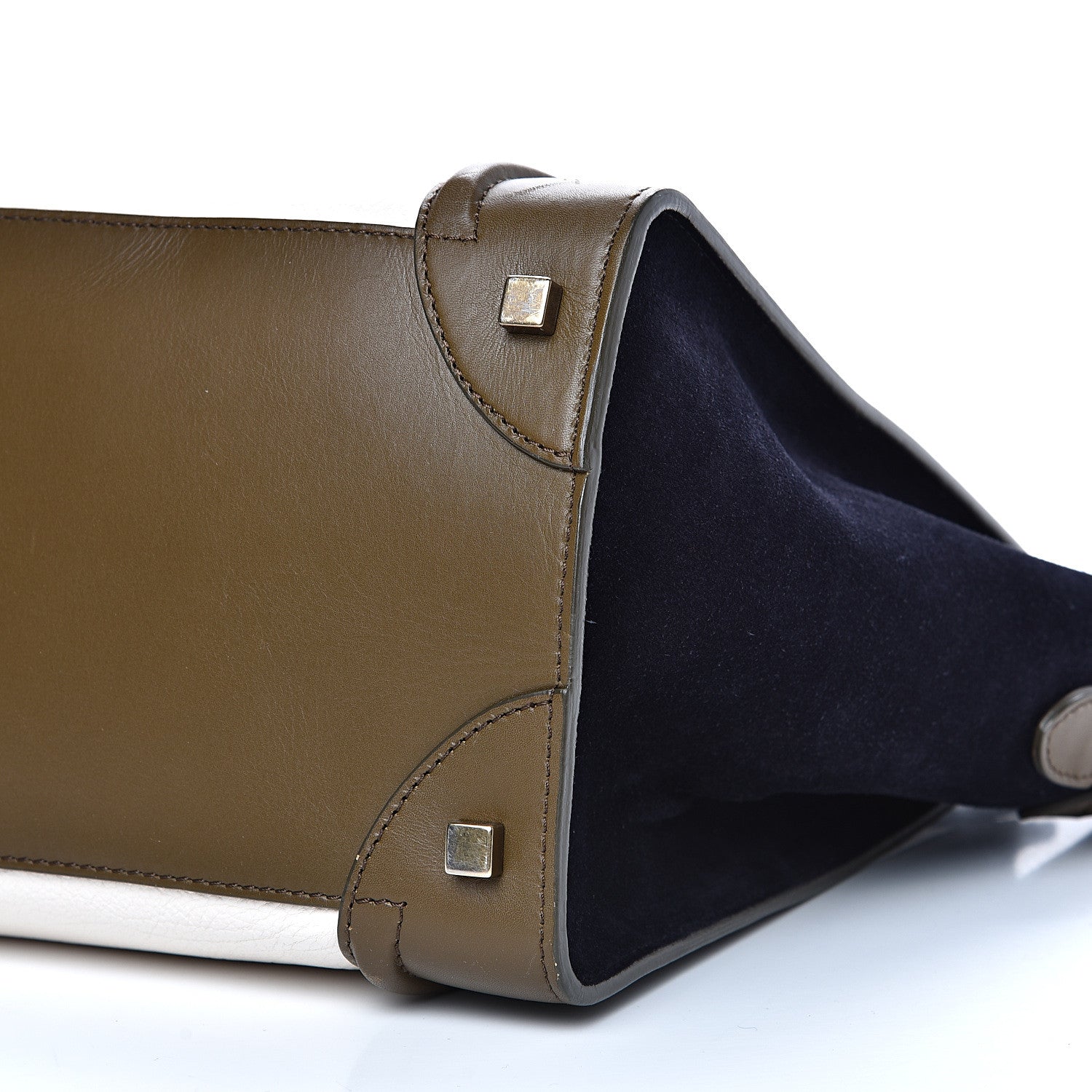 Celine Textured Calfskin Suede Tri-color Mini Luggage Cream 12 of 20