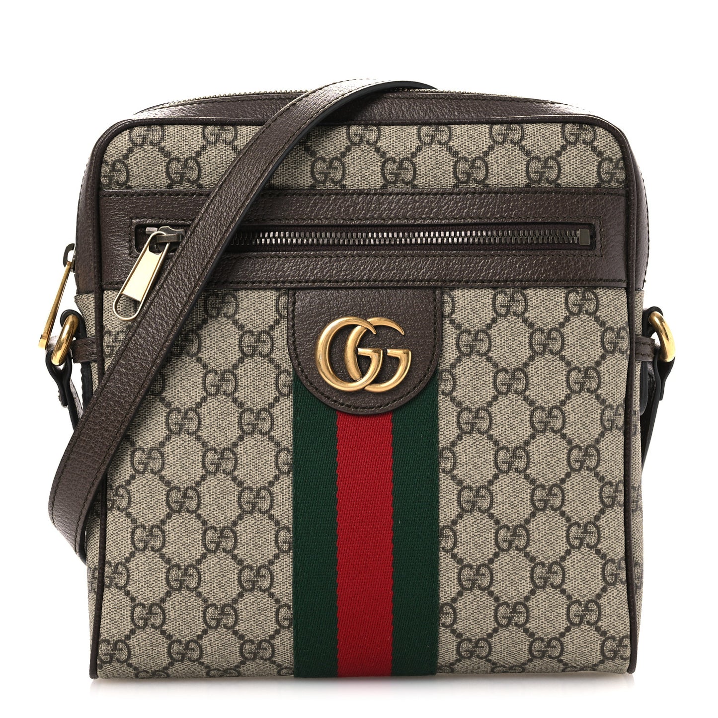 GG Supreme Monogram Web Small Ophidia Messenger Bag Brown