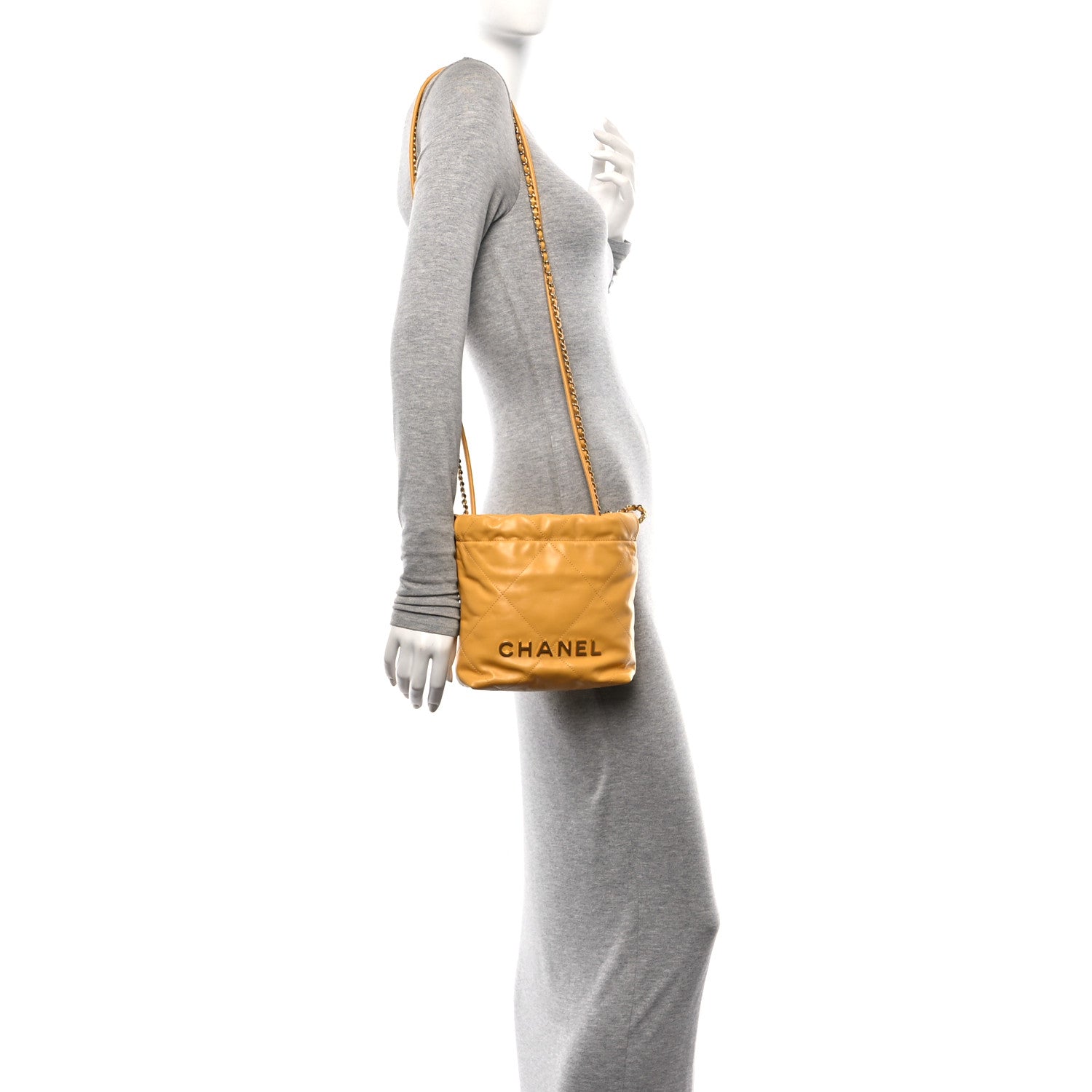 Chanel Shiny Calfskin Quilted Mini Chanel 22 Yellow 2 of 11