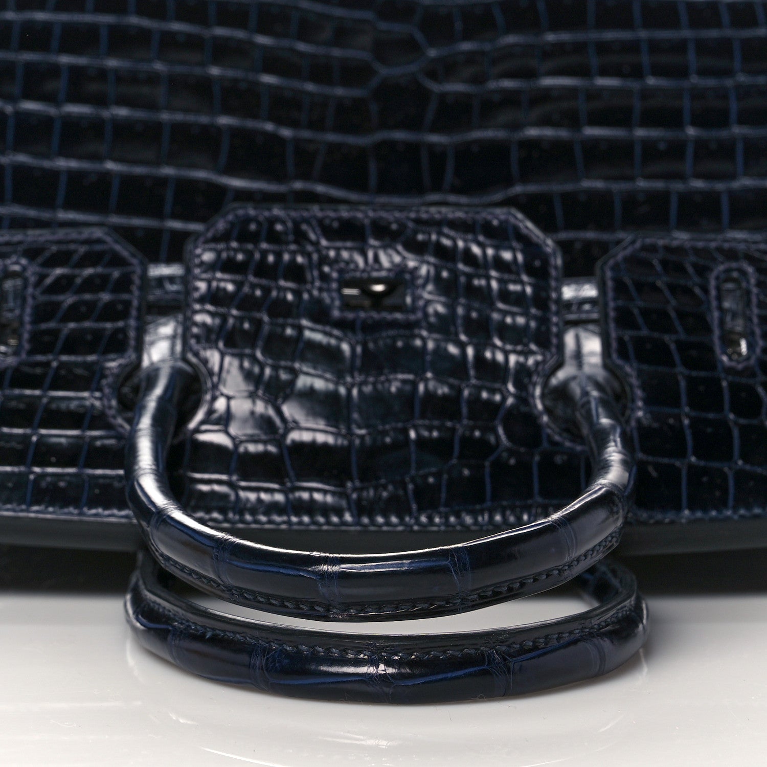 Hermes Shiny Porosus Crocodile Birkin 30 Bleu Marine 14 of 35