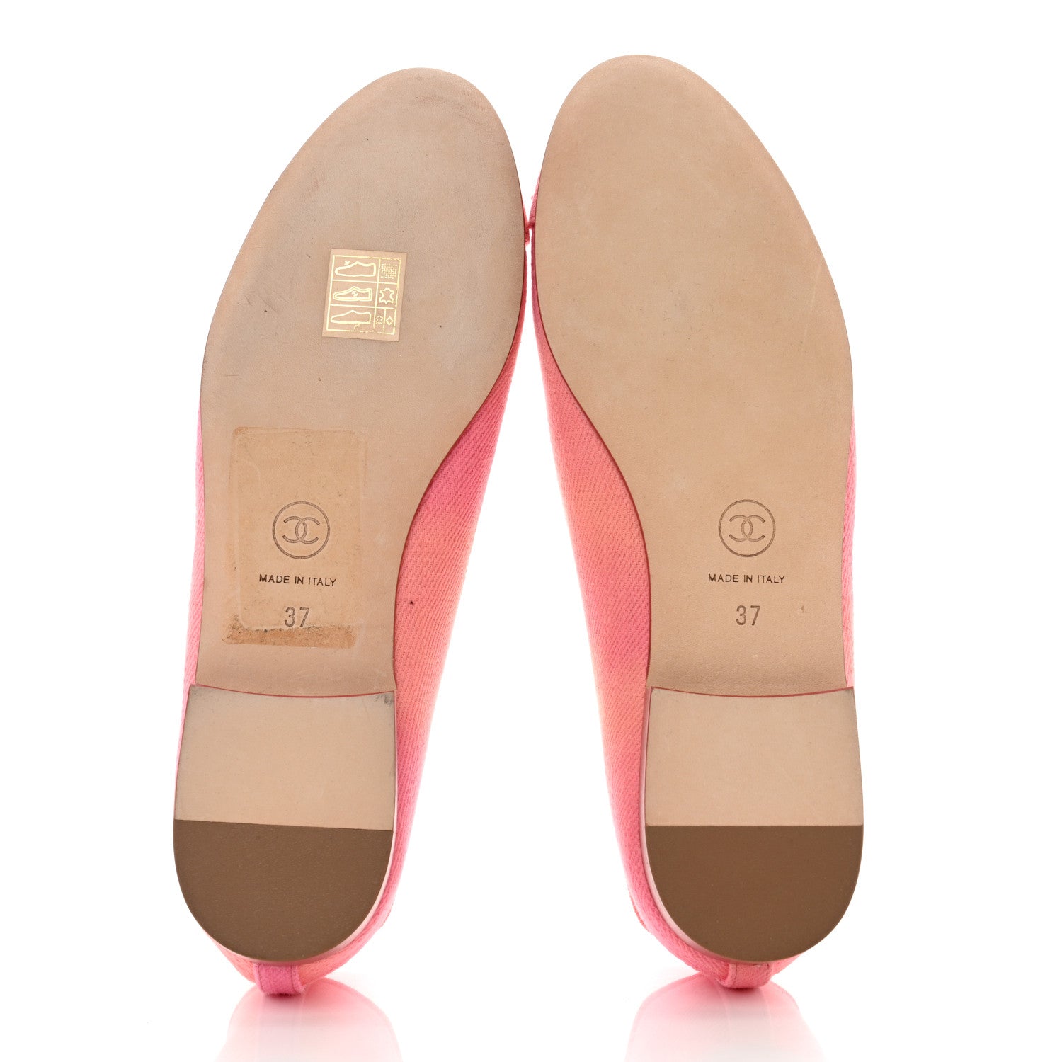 Chanel Fabric Cap Toe CC Ballerina Flats 37 Coral Pink Orange 5 of 10
