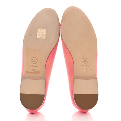 Chanel Fabric Cap Toe CC Ballerina Flats 37 Coral Pink Orange 5 of 10