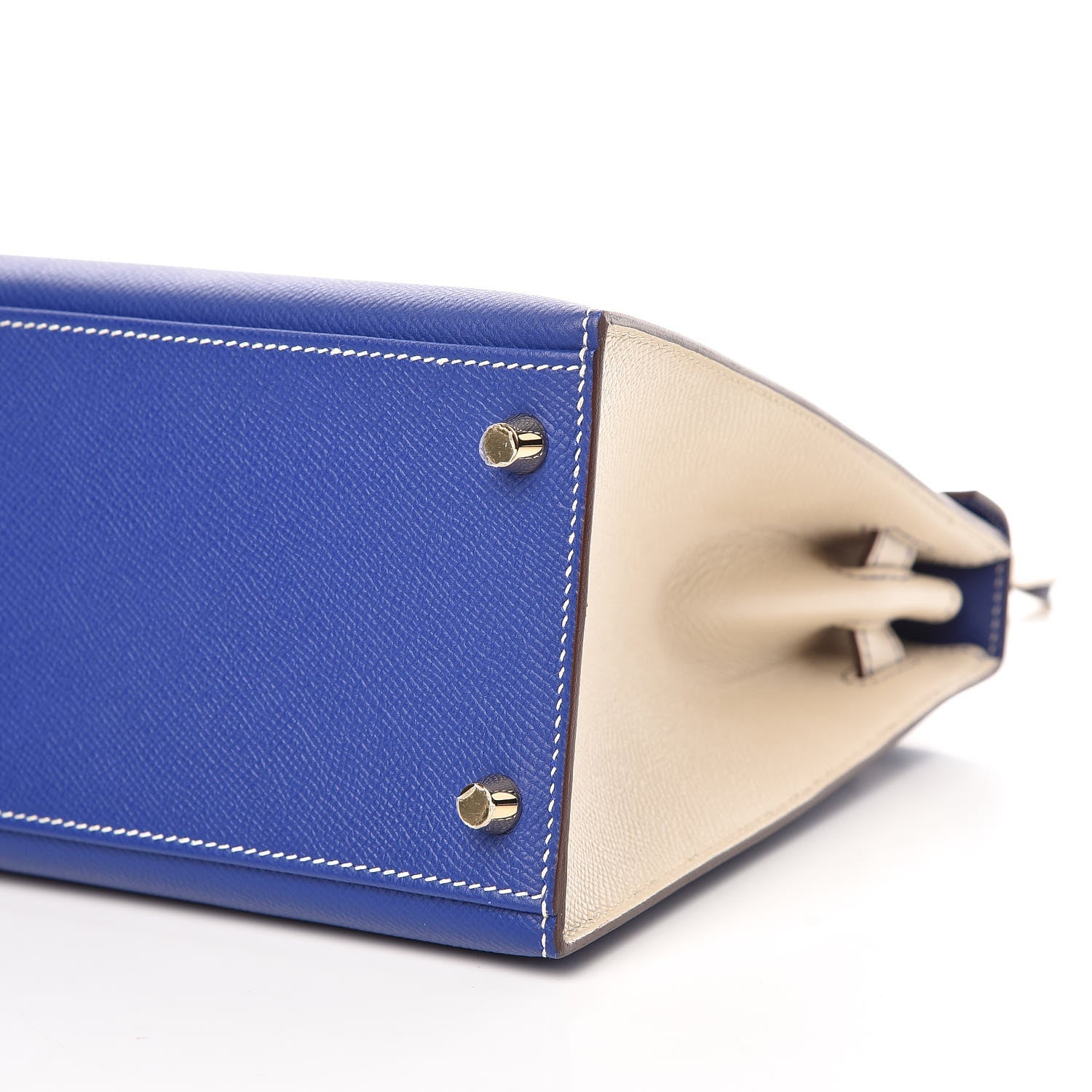 Hermes Epsom Horseshoe Kelly Sellier 28 Bleu Electrique Craie 11 of 35