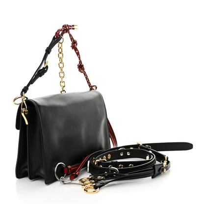 Prada Calfskin Soft Sound Charms Shoulder Bag Black 3 of 10