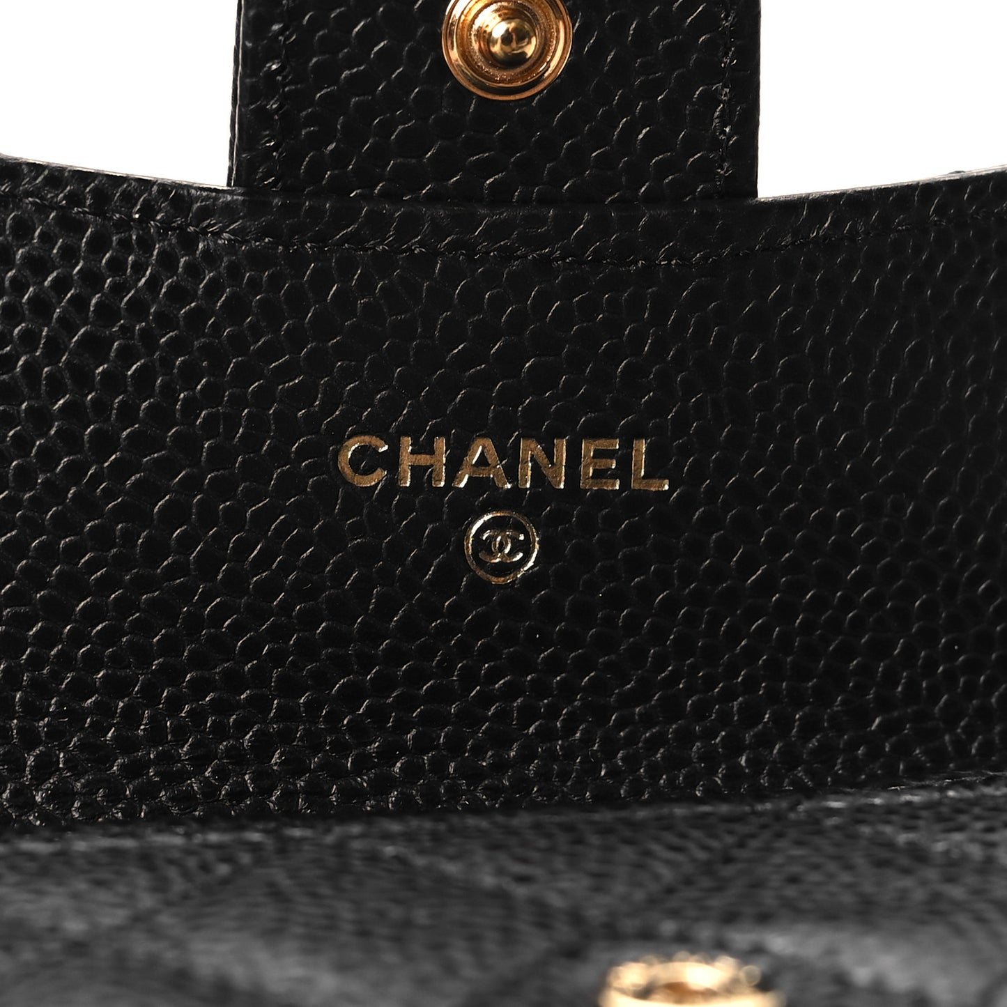 Caviar Quilted Flap Card Holder Wallet Black