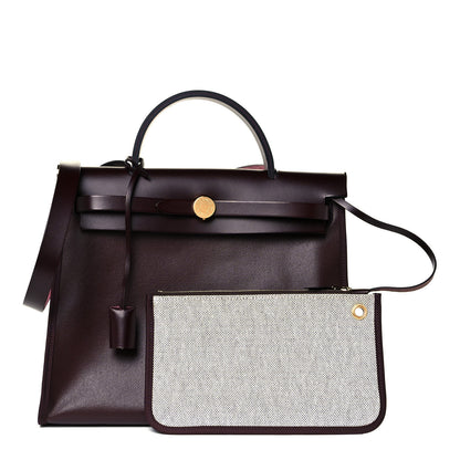 Hermes Toile H Berline Vache Hunter Herbag Zip 31 PM Rouge Sellier 1 of 12