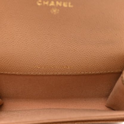 Chanel Caviar Quilted Flap Card Holder Wallet Beige 5 of 9