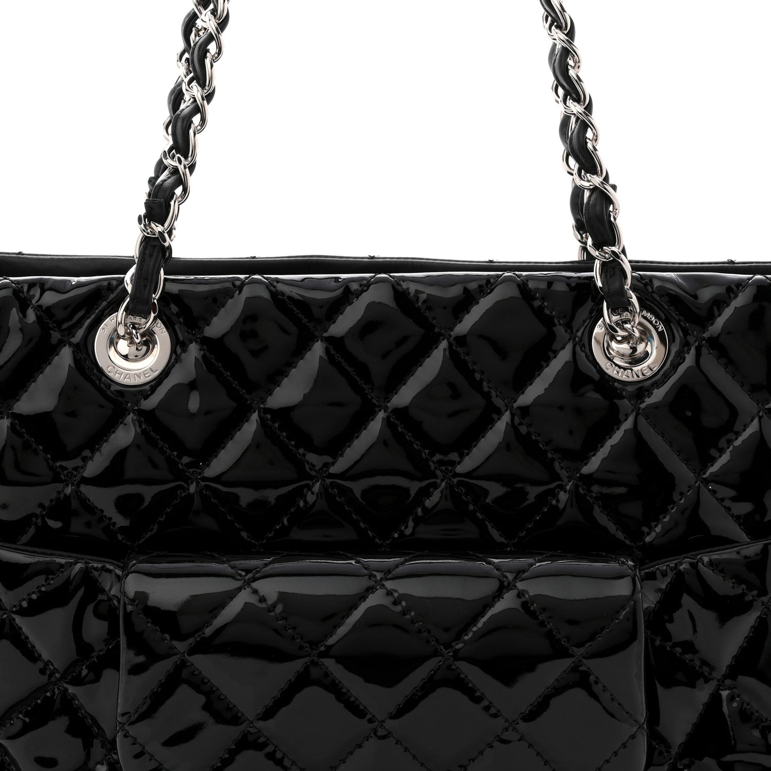Chanel Patent Quilted Large Coco Shine Shopping Tote Black 8 of 11