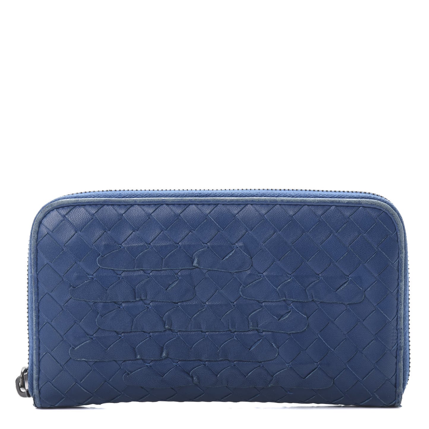 Nappa Intrecciato Zip Around Wallet Blue