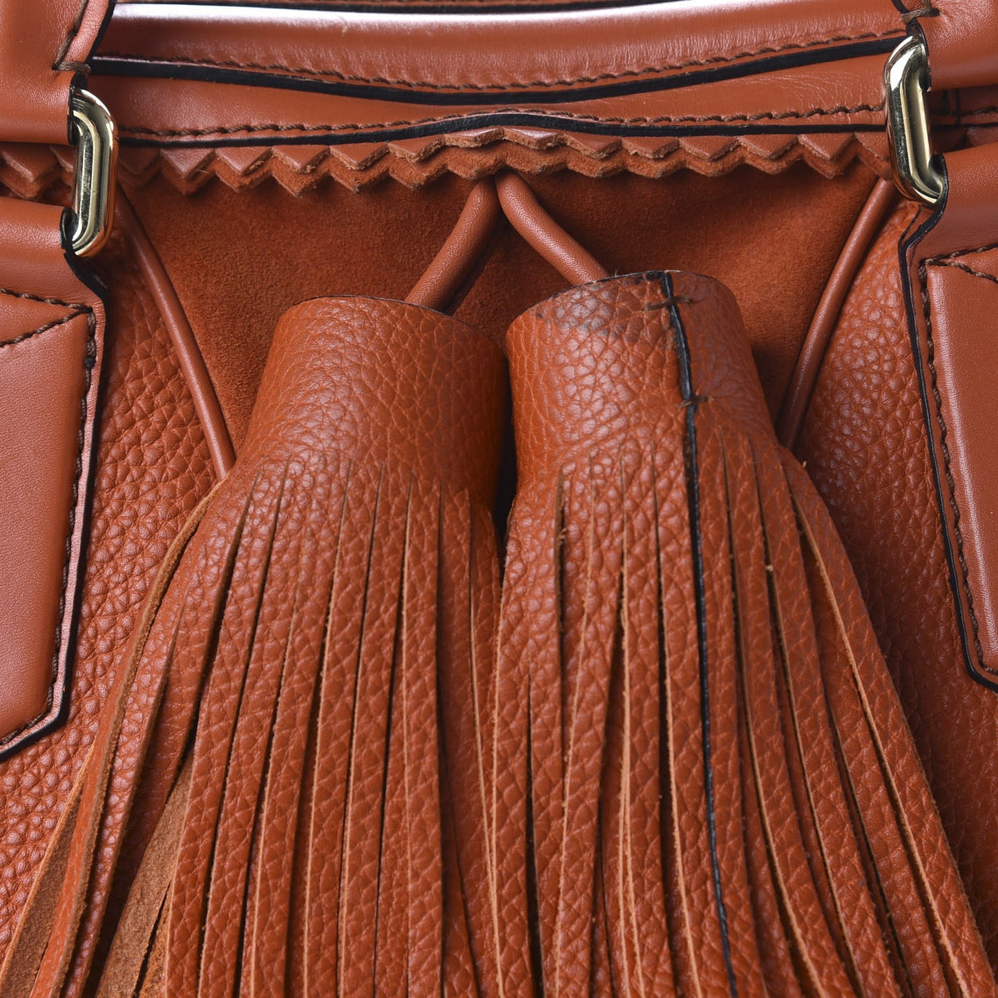 Grainy Calfskin Suede Prorsum Tassel Bowling Bag Orange