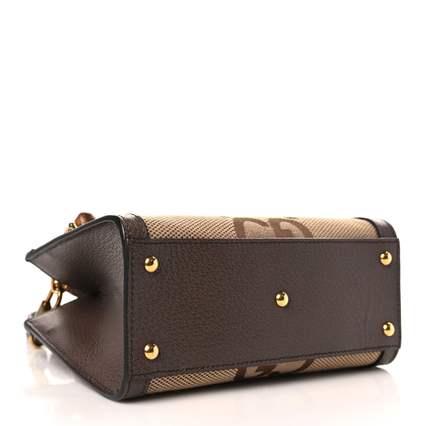 Monogram Jumbo GG Textured Dollar Calfskin Mini Diana Tote Bag Camel Ebony New Acero