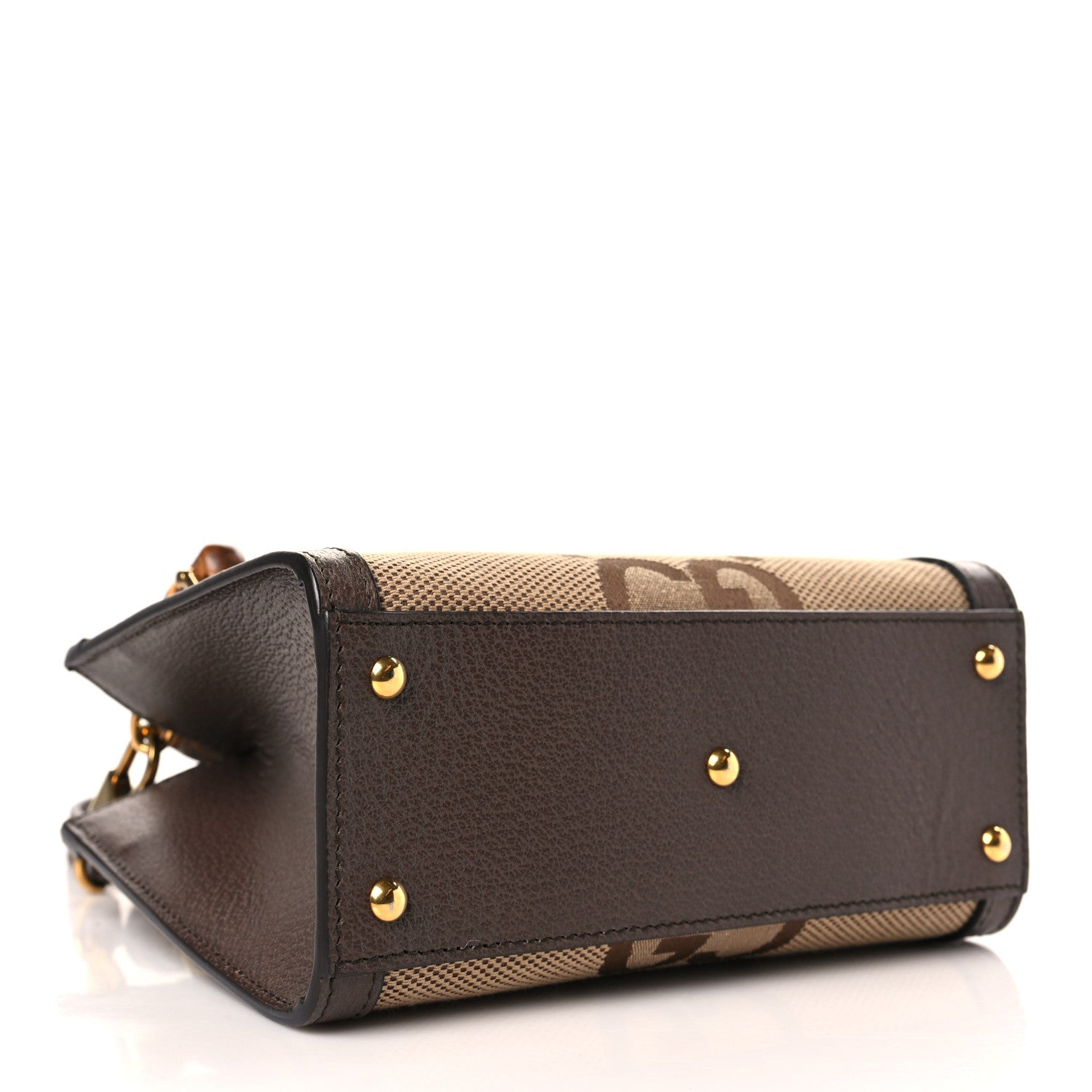 Gucci Monogram Jumbo GG Textured Dollar Calfskin Mini Diana Tote Bag Camel Ebony New Acero 4 of 10