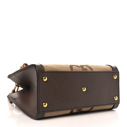 Gucci Monogram Jumbo GG Textured Dollar Calfskin Mini Diana Tote Bag Camel Ebony New Acero 4 of 10