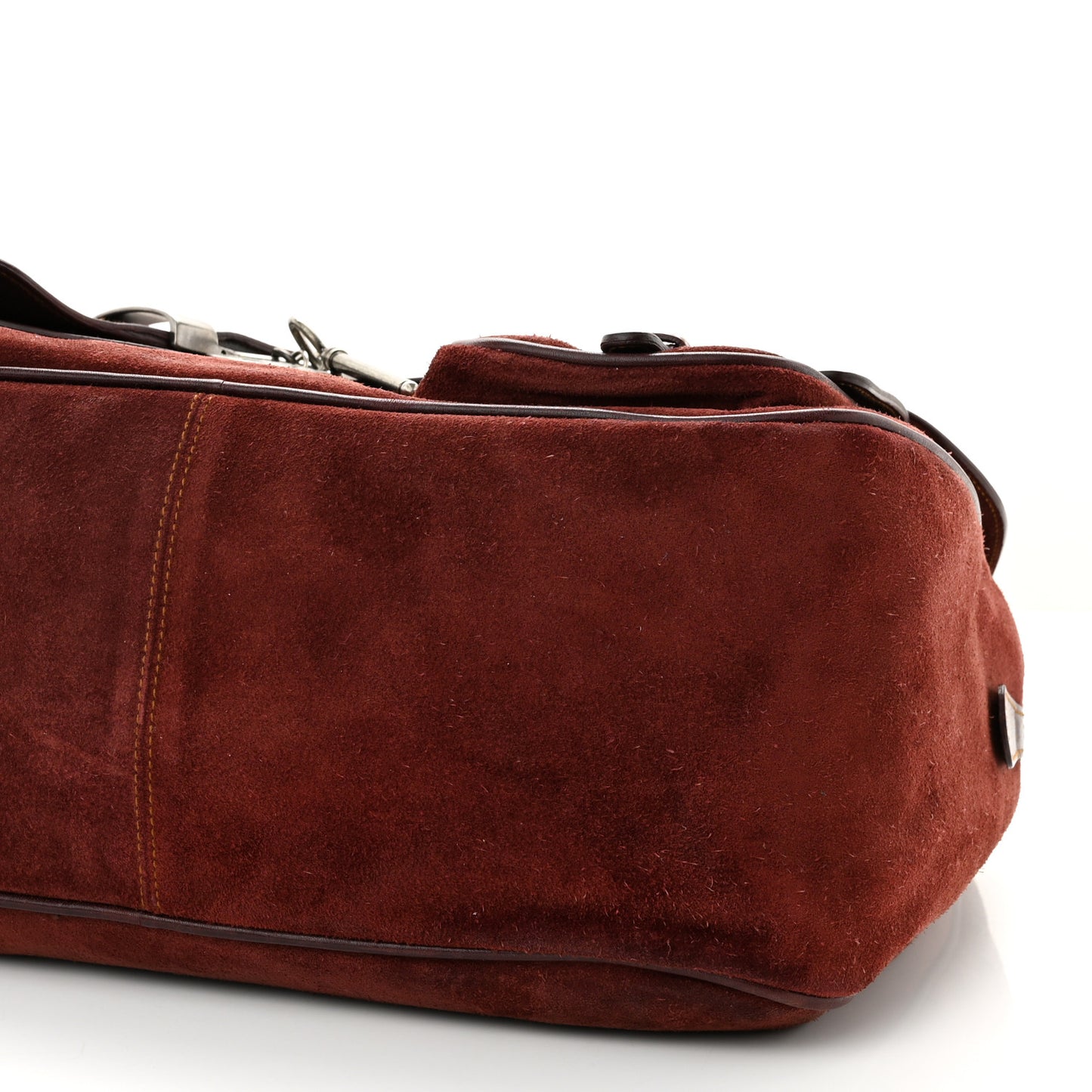 Suede Gaucho Double Saddle Bag Burgundy
