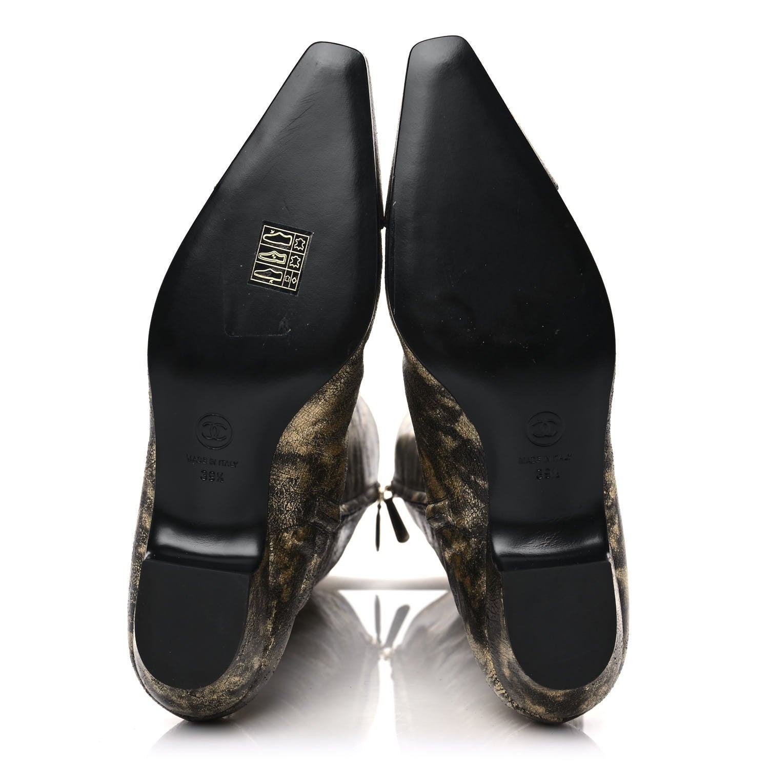 Chanel Laminated Goatskin High Boots 39.5 Gold 5 of 8